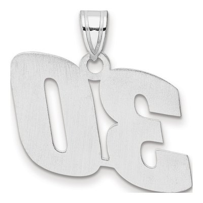 14K White Gold Block Number 30 Pendant – view 3