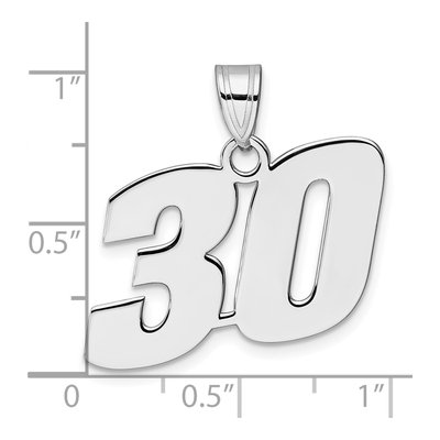 14K White Gold Block Number 30 Pendant – view 4