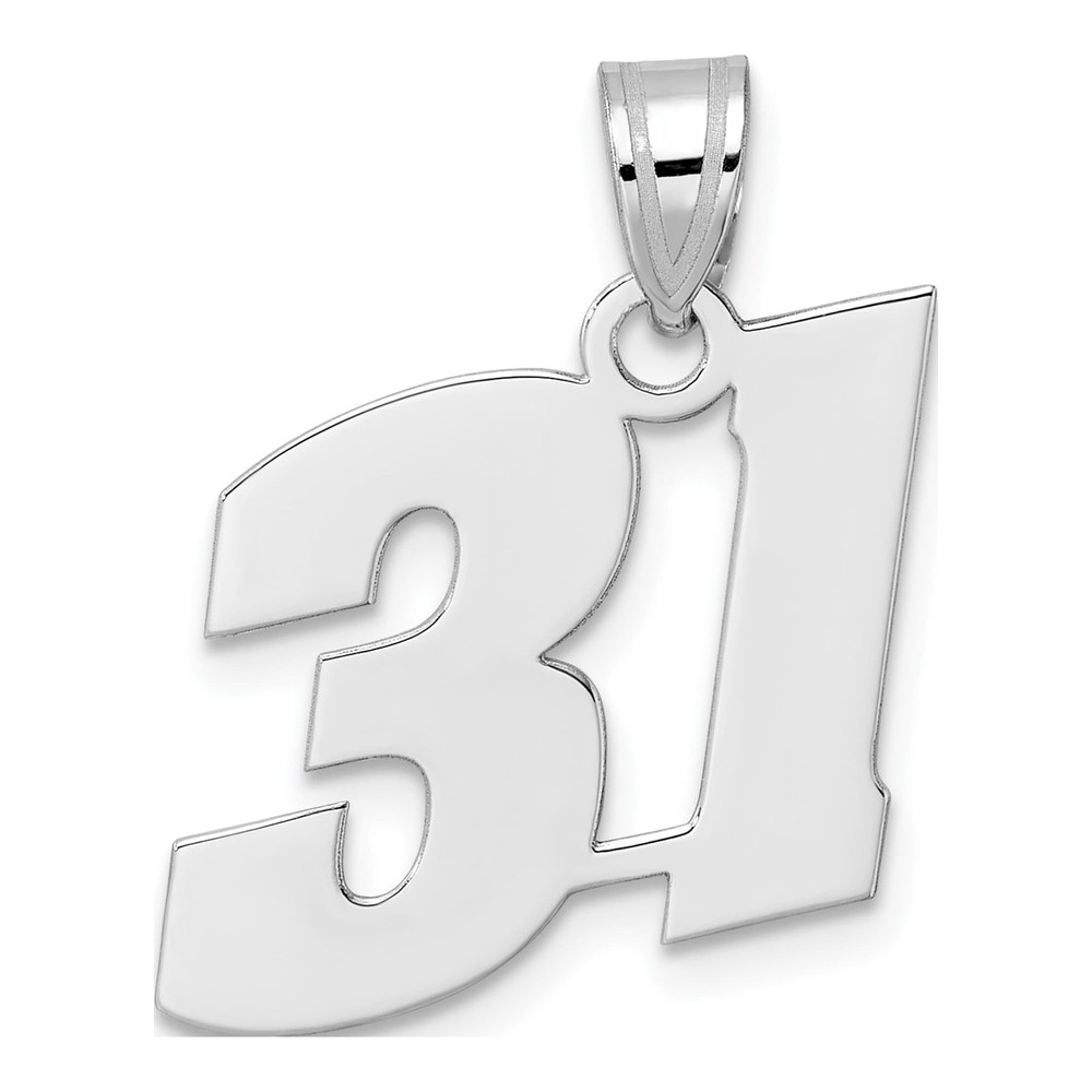 14K White Gold Rhodium-Plated Polished Block Number 31 Pendant