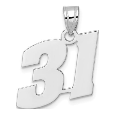 14K White Gold Block Number 31 Pendant