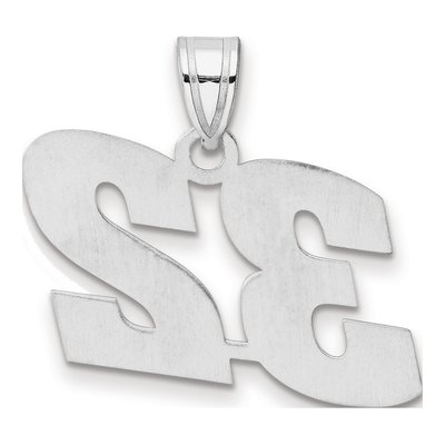 14K White Gold Block Number 32 Pendant – view 3