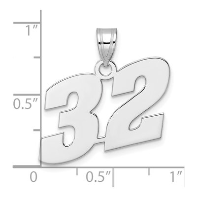 14K White Gold Block Number 32 Pendant – view 4