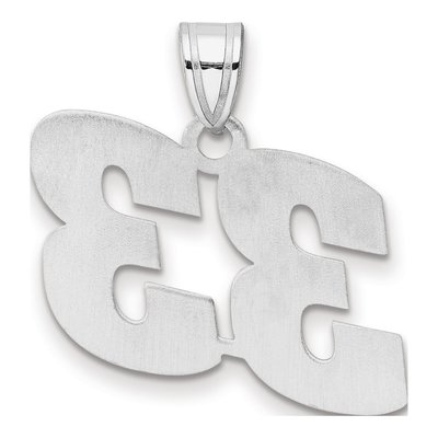 14K White Gold Block Number 33 Pendant – view 3