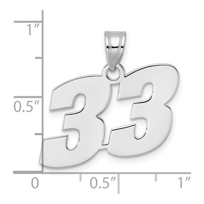 14K White Gold Block Number 33 Pendant – view 4
