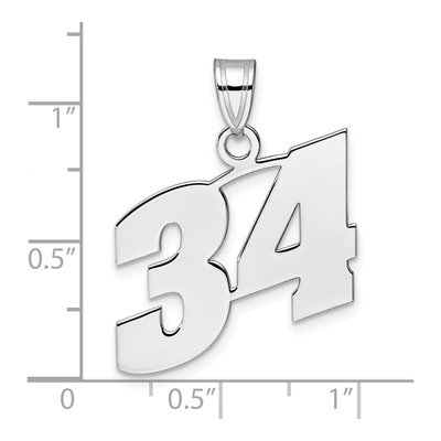 14K White Gold Number 34 Pendant – view 4