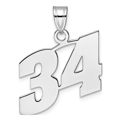 14K White Gold Number 34 Pendant