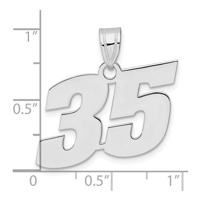 14K White Gold Number 35 Pendant – view 4