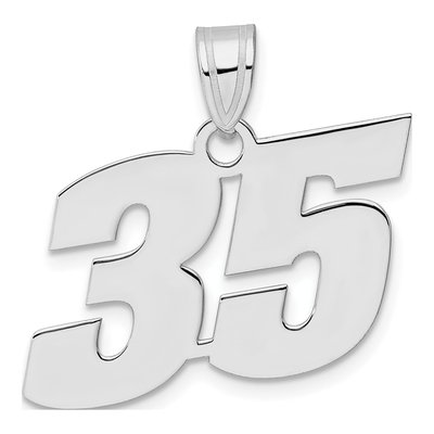 14K White Gold Number 35 Pendant