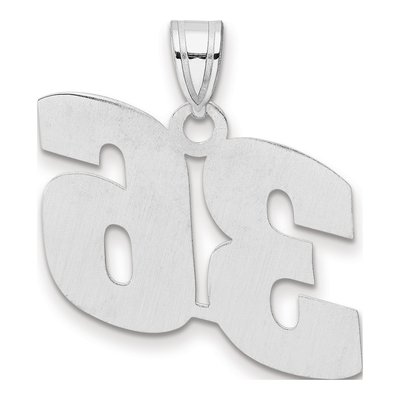 14K White Gold Block Number 36 Pendant – view 3