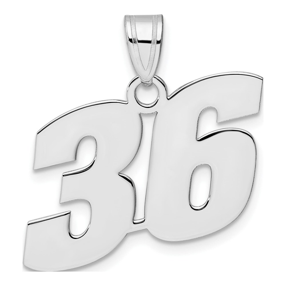 14K White Gold Rhodium-Plated Polished Block Number 36 Pendant