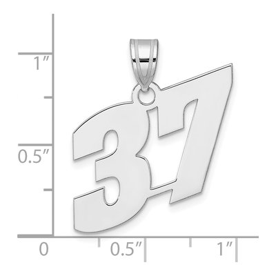 14K White Gold Block Number 37 Pendant – view 4