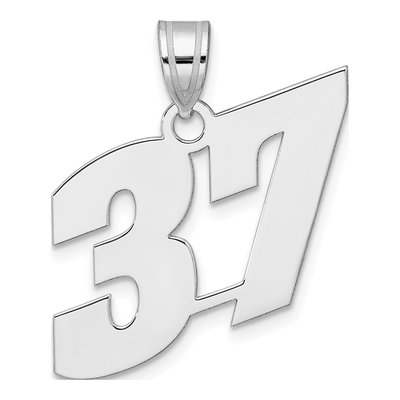 14K White Gold Block Number 37 Pendant