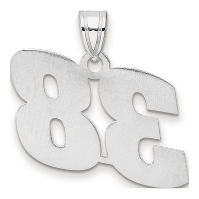 14K White Gold Block Number 38 Pendant – view 3