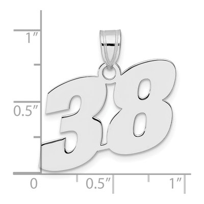 14K White Gold Block Number 38 Pendant – view 4