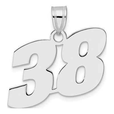 14K White Gold Block Number 38 Pendant
