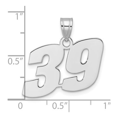 14K White Gold Block Number 39 Pendant – view 4