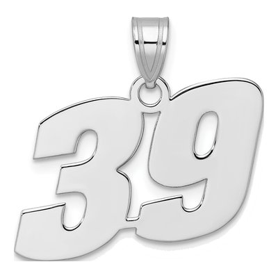 14K White Gold Block Number 39 Pendant