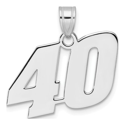 14K White Gold Number 40 Pendant