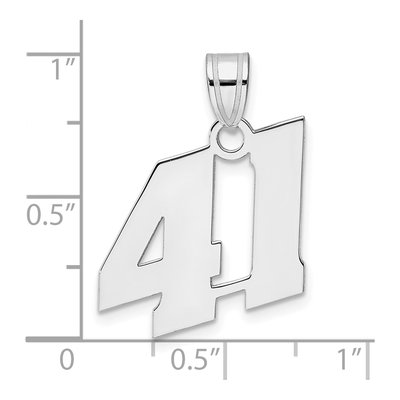 14K White Gold Block Number 41 Pendant – view 4