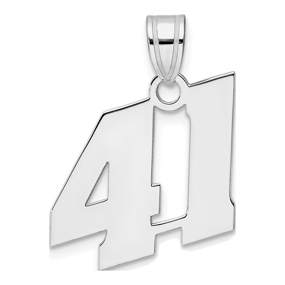 14K White Gold Rhodium-Plated Polished Block Number 41 Pendant