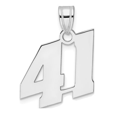 14K White Gold Block Number 41 Pendant