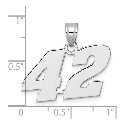 14K White Gold Block Number 42 Pendant – view 4