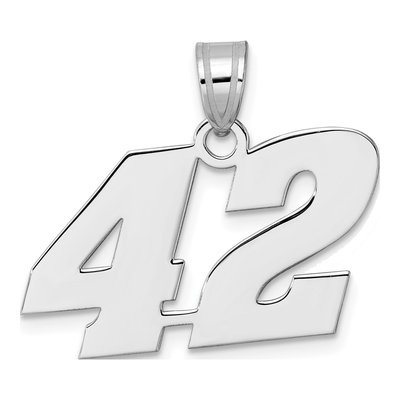 14K White Gold Block Number 42 Pendant