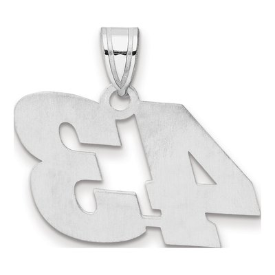 14K White Gold Block Number 43 Pendant – view 3