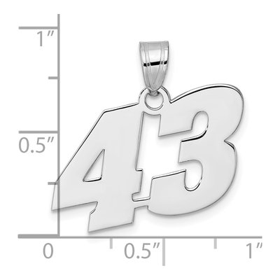 14K White Gold Block Number 43 Pendant – view 4