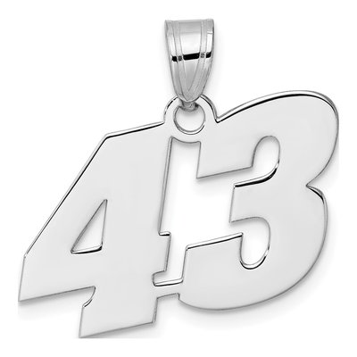 14K White Gold Block Number 43 Pendant
