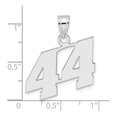 14K White Gold Block Number 44 Pendant – view 4