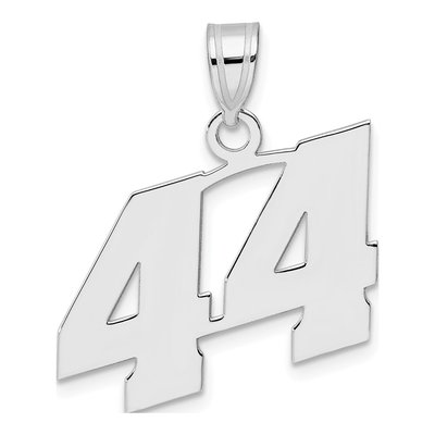 14K White Gold Block Number 44 Pendant