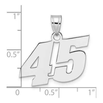 14K White Gold Block Number 45 Pendant – view 4