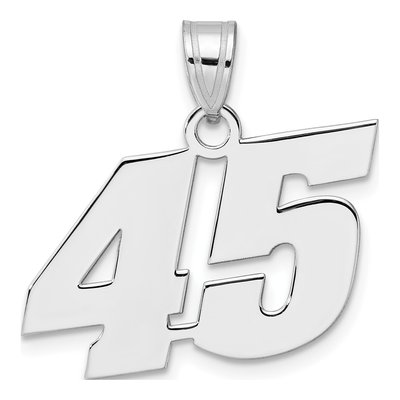 14K White Gold Block Number 45 Pendant