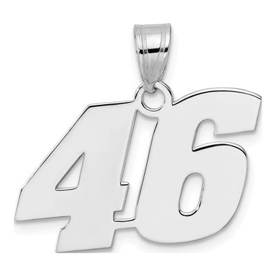 14K White Gold Number 46 Pendant