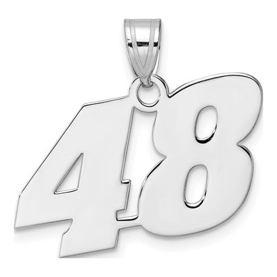 14K White Gold Block Number 48 Pendant