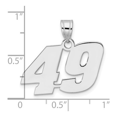 14K White Gold Block Number 49 Pendant – view 4