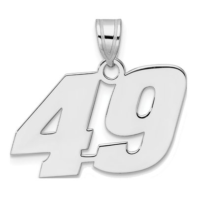 14K White Gold Block Number 49 Pendant