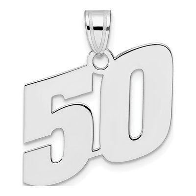 14K White Gold Number 50 Pendant