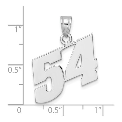14K White Gold Block Number 54 Pendant – view 4