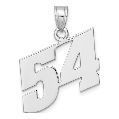 14K White Gold Block Number 54 Pendant