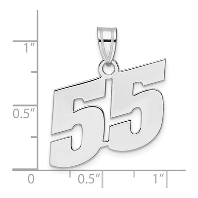 14K White Gold Block Number 55 Pendant – view 4