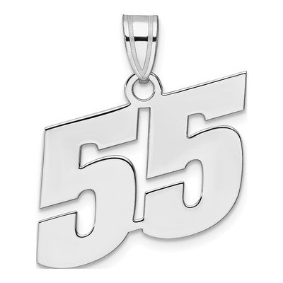 14K White Gold Block Number 55 Pendant