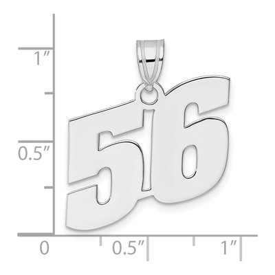 14K White Gold Block Number 56 Pendant – view 4
