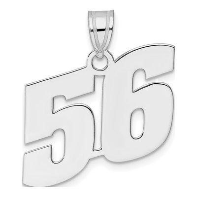 14K White Gold Block Number 56 Pendant