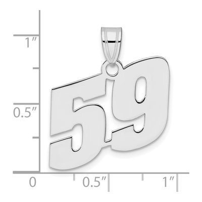 14K White Gold Block Number 59 Pendant – view 4