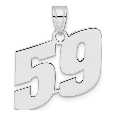 14K White Gold Block Number 59 Pendant