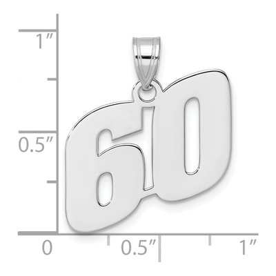 14K White Gold Number 60 Pendant – view 4