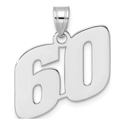14K White Gold Number 60 Pendant