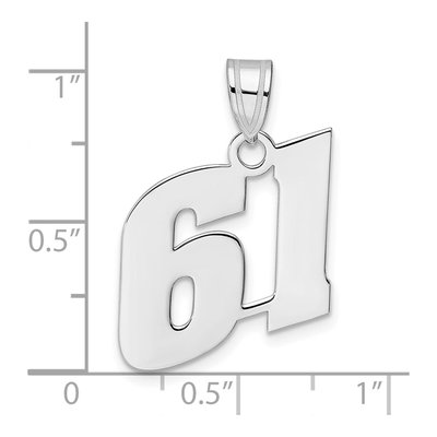 14K White Gold Number 61 Pendant – view 4